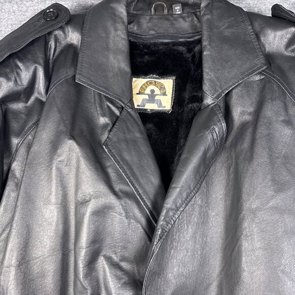 Phase 2 Coat XL Black Leather Jacket Metal Gothic Marilyn Manson Rain Trench - Picture 10 of 13